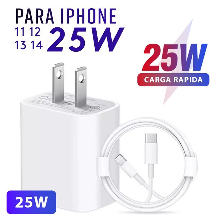 Cargador de 25w carga Rápida USB-c a Lightning cable 1M