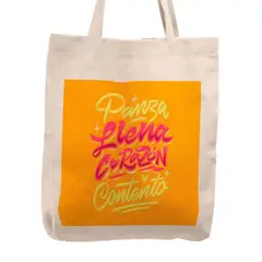 KUSTOMIT - Bolso Tela Tote Bag Cartera Playa - Corazon Contento Naranja