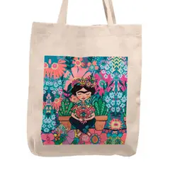 KUSTOMIT - Bolso Tela Tote Bag Cartera Playa - Frida cactus