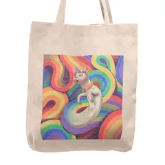 KUSTOMIT - Bolso Tela Tote Bag Cartera Playa - Gato y estambre