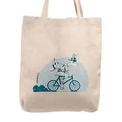 KUSTOMIT - Bolso Tela Tote Bag Cartera Playa - Llama Ciclista