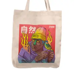 KUSTOMIT - Bolso Tela Tote Bag Cartera Playa - Man and Bird