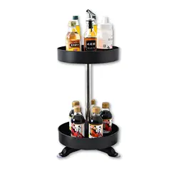 ELMEJORPRECIO - Organizador De Cocina Vertical Multiuso Giratorio 2 Niveles Negro