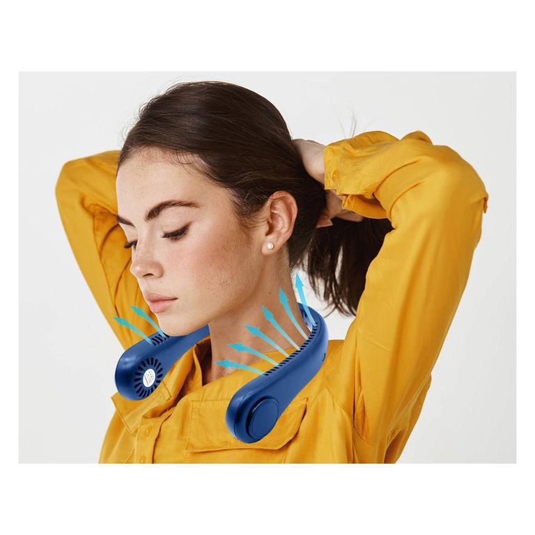 VENTILADOR PORTATIL DE CUELLO 3 VELOCIDADES COLOR AZUL - NEGRO