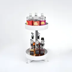 ELMEJORPRECIO - Organizador De Cocina Vertical Multiuso Giratorio 2 Niveles Blanco