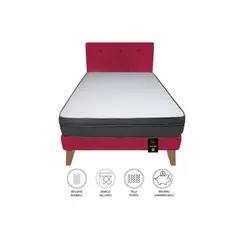 BARAKA HOME - Dormitorio Turin Slim 2 Plz + Cabecera + Almohadas - Rojo