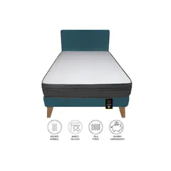 BARAKA HOME - Dormitorio Turin Slim 2 Plz + Cabecera + Almohadas - Cobalto