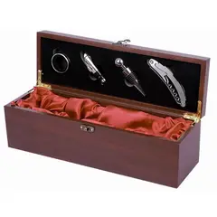 GENERICO - Set Caja de Madera Porta Vino mas Accesorios