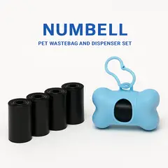 GENERICO - BOLSAS BIO MASCOTA x5 ROLLOS + DISPENSADOR CELESTE