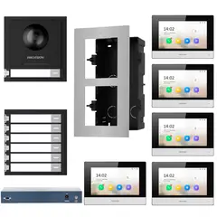 HIKVISION - KIT VIDEO PORTERO IP 5 DEPARTAMENTOS FULL HD APP DS-KD8003