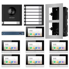 HIKVISION - KIT VIDEO PORTERO IP 7 DEPARTAMENTOS FULL HD APP DS-KD8003