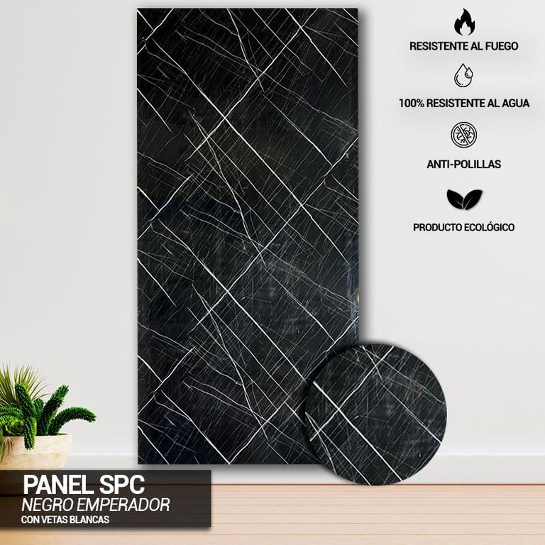 PANEL MARMOL SPC NEGRO EMPERADOR - VENTA POR UNIDAD