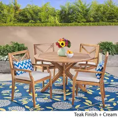 HOME PREMIUM - Juego de Comedor Terraza 4 Sillas Mabel Crema