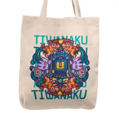 KUSTOMIT - Bolso Tela Tote Bag Cartera Playa - Chamanes Tiwanaku