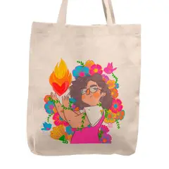 KUSTOMIT - Bolso Tela Tote Bag Cartera Playa - Corazón de fuego