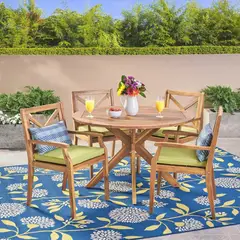 HOME PREMIUM - Juego de Comedor Terraza 4 Sillas Mabel Verde