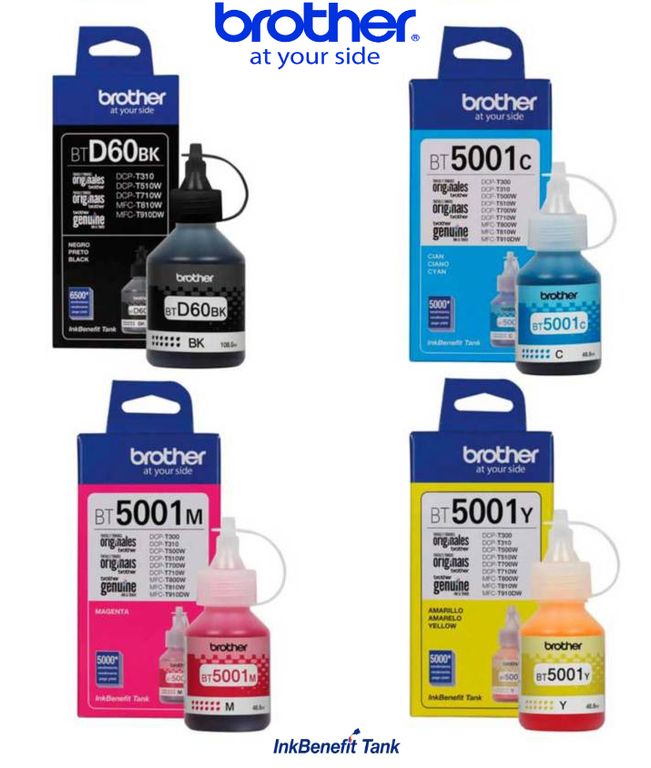 Tinta BT5001 - BTD60 Pack x4 Colores CMYBK