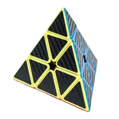 MOFANGJIAOSHI - Pyraminx Meilong Fondo Multicolor Con Stickers Fibra Carbono Negro
