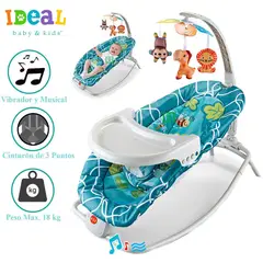 IDEAL - Silla Mecedora Musical con Vibrador Ocean Celeste