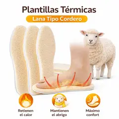 GENERICO - Plantilla térmica de lana de cordero pie caliente abrigo y confort 1 par