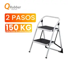 QRUBBER - Escalera plegable de acero 2 peldaños -