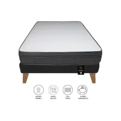 BARAKA HOME - Cama Turin Slim 1.5 Plz + 1 almohada - Negro
