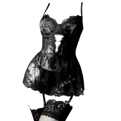 GENERICO - Babydoll Kiara más Medias y tanga hilo de regalo