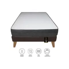 BARAKA HOME - Cama Turin Slim 2 Plz + 2 almohadas - Chocolate