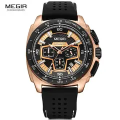 MEGIR - Reloj Acero Oro Rosa con Negro MEG-60