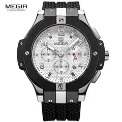 MEGIR - Reloj Silicona Negro con Plateado MEG-63