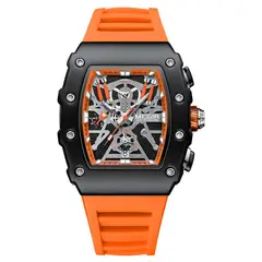 MEGIR - Reloj Rectangular con correa Silicona Naranja MEG-72