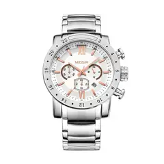 MEGIR - Reloj Acero Plateado con Oro Rosa MEG-78_.