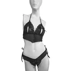GENERICO - Conjunto Trisha Lencería sexy fina tanga hilo más bralette_.