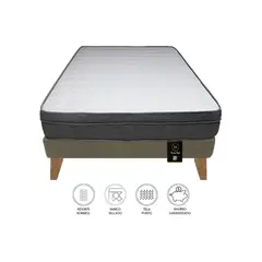 BARAKA HOME - Cama Turin Slim 2 Plz + 2 almohadas - Beige Oscuro