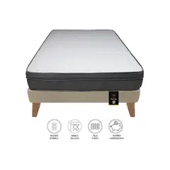 BARAKA HOME - Cama Turin Slim 2 Plz + 2 almohadas - Beige Claro