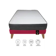 BARAKA HOME - Cama Turin Slim 2 Plz + 2 almohadas - Rojo