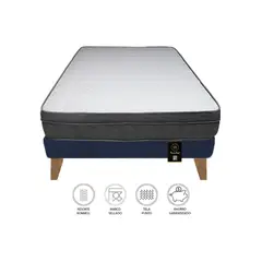 BARAKA HOME - Cama Turin Slim 2 Plz + 2 almohadas - Azul Marino