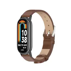GENERICO - Correa de Cuero Compatible con Xiaomi Mi Band 8 Marron