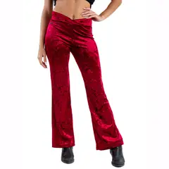 KINETIX - Pantalón Velvet Flare Mujer Ruby