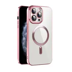 GENERICO - Funda iPhone 12 Pro Max Magsafe + Protector de Camara Rosa Antishock