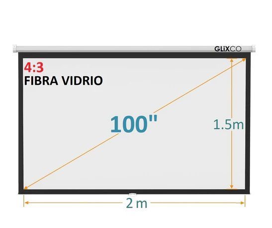 MONTECH - Ecran Manual 100 Pulg (4:3) 2x1.5 m / Fibra de Vidrio