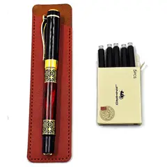 GENERICO - Pluma fuente estilografica + 05 cartuchos + Estuche