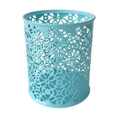 GENERICO - Porta Lapicero de Metal Celeste - Organizador de escritorio