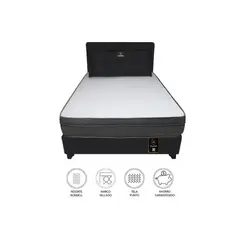 BARAKA HOME - Dormitorio Turin 1.5 Plz + Cabecera + Cojin Bitola - Negro