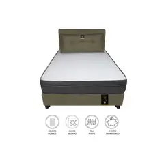 BARAKA HOME - Dormitorio Turin 1.5 Plz + Cabecera + Cojin Bitola - Beige Oscuro