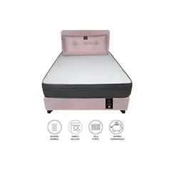 BARAKA HOME - Dormitorio Turin 1.5 Plz + Cabecera + Cojin Bitola - Rosado