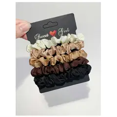 GENERICO - SCRUNCHIES DE SATEN PARA EL CABELLO 6 PZ