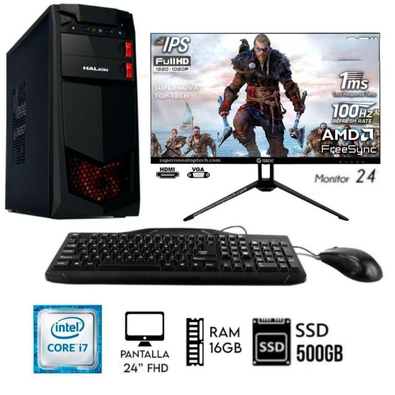 Computadora PC Core I7 3.2Ghz Ram 16GB  Disco SSD 500GB Monitor 24 FHD