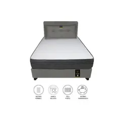 BARAKA HOME - Dormitorio Turin 1.5 Plz + Cabecera + Cojin Bitola - Gris Oscuro