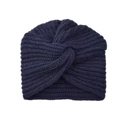 KAST PE - Turbante Azul Tejido de Lana Beanie Gorro Mujer